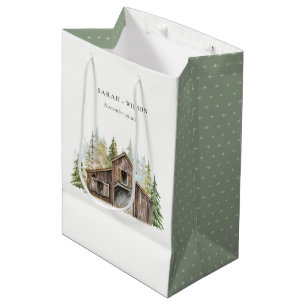 Bolsa De Regalo Mediana Boda Rústico Elegante del Bosque Pine Woods