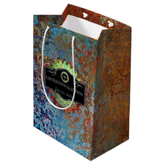 Bolsa De Regalo Mediana Boda vinícola Steampunk personalizada (Angulo reverso)