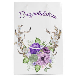 Bolsa De Regalo Mediana Boda Watercolor Deer Antler Bouquet