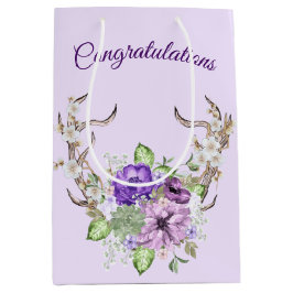 Bolsa De Regalo Mediana Boda Watercolor Deer Antler Bouquet