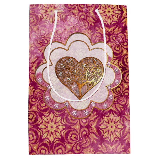 Bolsa De Regalo Mediana Bodas de Bohemian Valentine Whimsey 3D VALENTINES (Anverso)
