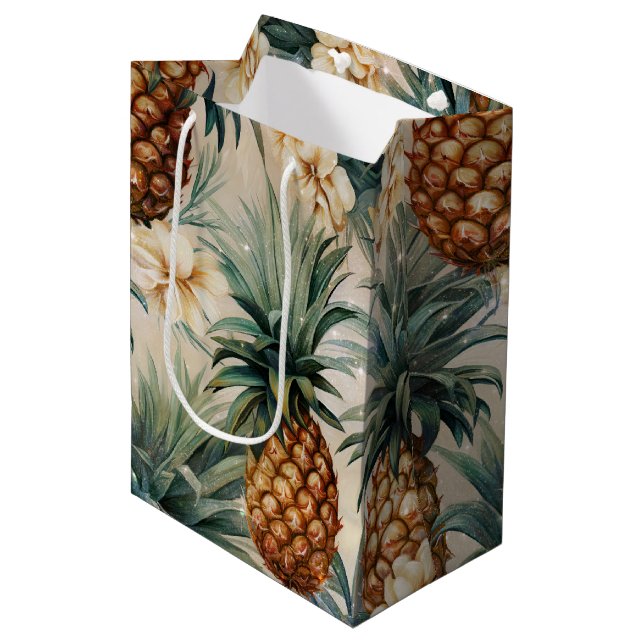 Bolsa De Regalo Mediana Bodas Florales de Piñas Tropicales (Angulo Anverso)