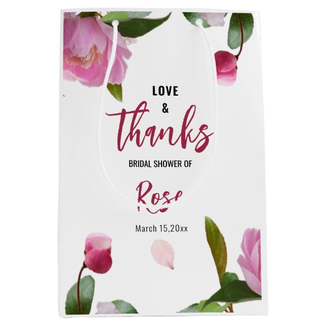 Bolsa De Regalo Mediana Bodas Florales Multi Shower Amor & Gracias (Anverso)