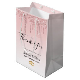 Bolsa De Regalo Mediana Bodas modernos Purpurinas rosados Gracias