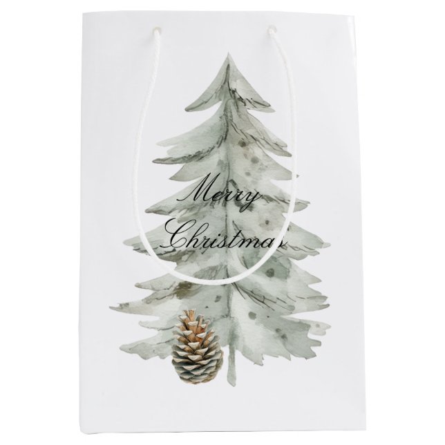 Bolsa De Regalo Mediana Boho Green Christmas Trees Pine Cones (Anverso)