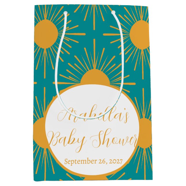Bolsa De Regalo Mediana Boho Little Ray de Sun Turquoise Baby Shower (Anverso)