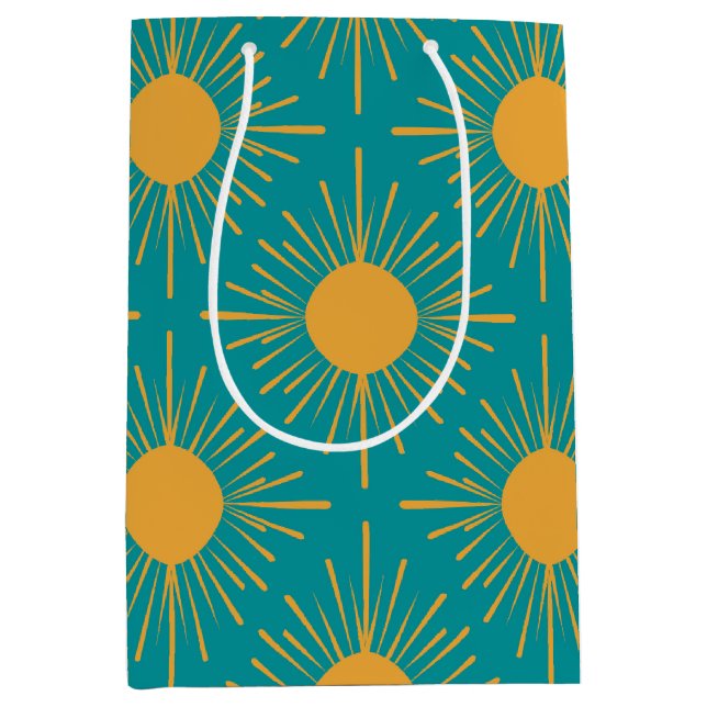 Bolsa De Regalo Mediana Boho Ray de Sun Turquoise (Anverso)