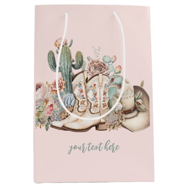 Bolsa De Regalo Mediana Boho vaquero del desierto vaquero botas vaquero go (Anverso)