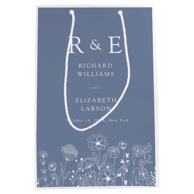 Bolsa De Regalo Mediana Boho Wildflower Boda de acuarela moderna (Anverso)