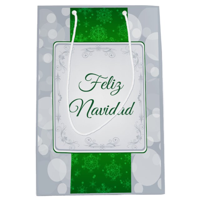 Bolsa De Regalo Mediana Bokeh Navidad (Anverso)