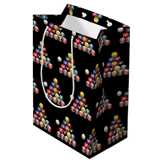 Bolsa De Regalo Mediana Bolas de Billiard sobre negro (Angulo reverso)