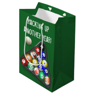 Bolsa De Regalo Mediana Bolas de cumpleaños Billiard en verde