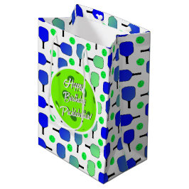 Bolsa De Regalo Mediana Bolas de pádel azules y verdes personalizadas