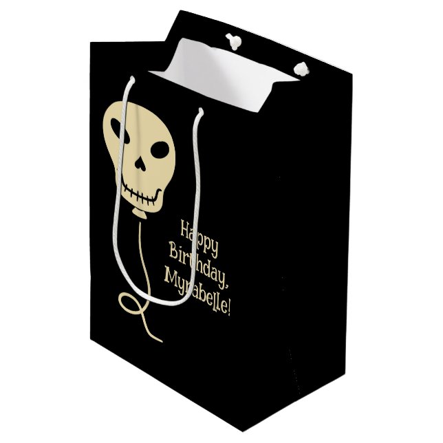Bolsa De Regalo Mediana Bolos de cráneo Gótico personalizado Cumpleaños (Angulo Anverso)