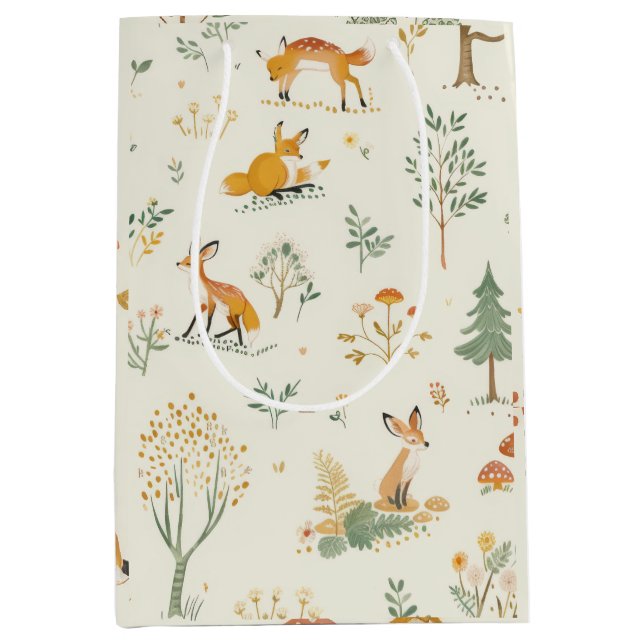 Bolsa De Regalo Mediana "Bolsa de regalo de Foxy Woodland" (Anverso)