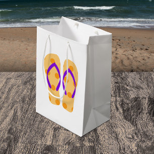 Bolsa De Regalo Mediana Bolso anaranjado del regalo de los flips-flopes