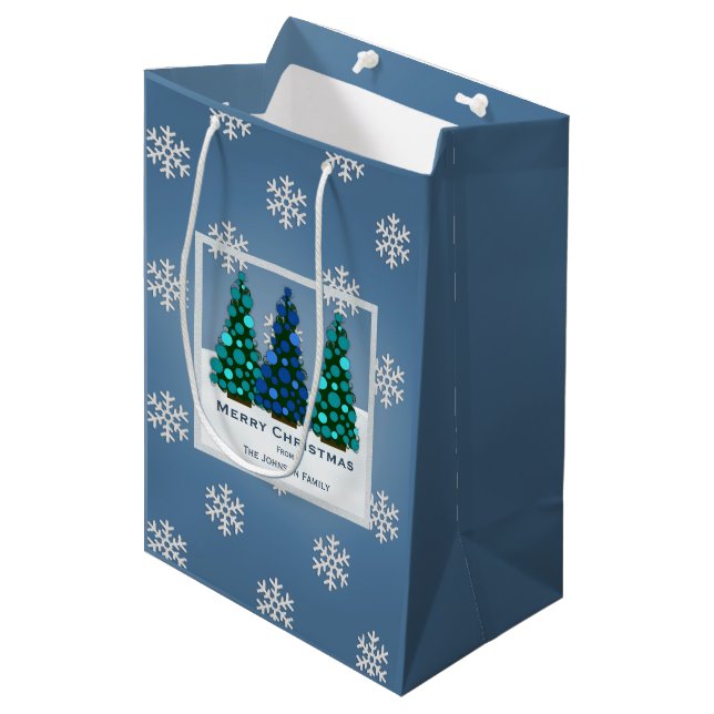 Bolsa De Regalo Mediana Bolso azul personalizado del regalo del árbol de (Angulo Anverso)