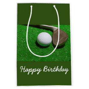 Bolsa De Regalo Mediana Bolso de cumpleaños Golf Happy con bola de golf e