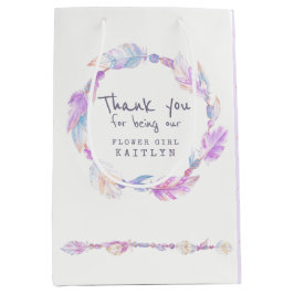 Bolsa De Regalo Mediana Bolso de favor púrpura boda de plumas y cuentas