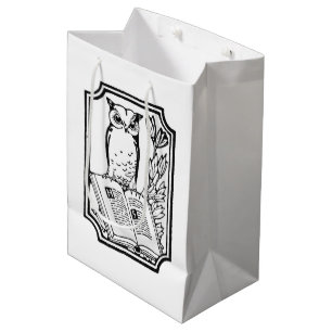 Bolsa De Regalo Mediana Bolso de fiesta lindo de búho lgaro de lectura vin