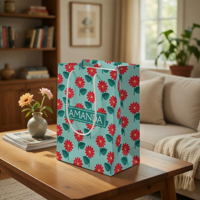 Bolsa De Regalo Mediana Bolso de regalo con estampado de margaritas person (Subido por el creador)