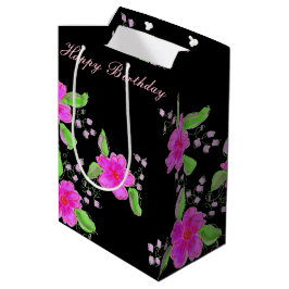 Bolsa De Regalo Mediana Bolso de regalo de cumpleaños negro de color rosa