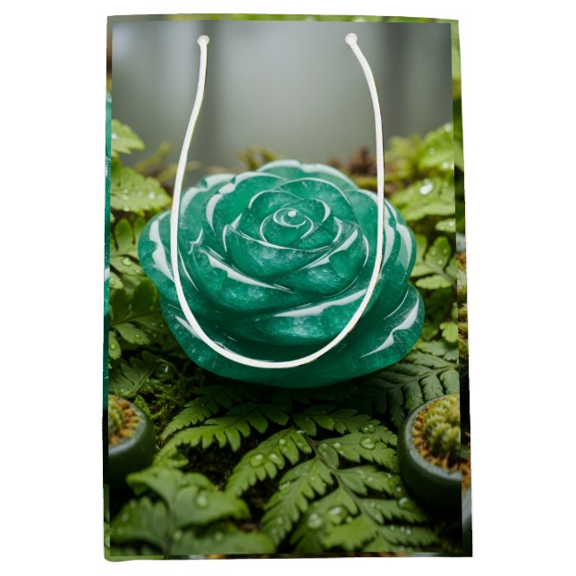 Bolsa De Regalo Mediana bolso de regalo de rosa esmeralda verde (Anverso)