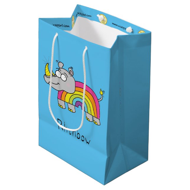 Bolsa De Regalo Mediana Bolso del regalo del arco iris del rinoceronte de (Angulo Anverso)