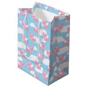 Bolsa De Regalo Mediana Bolso lindo del regalo de cumpleaños del cerdo del