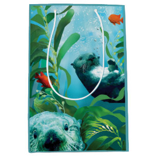 Bolsa De Regalo Mediana Bolso medio del regalo del jardín de la nutria de