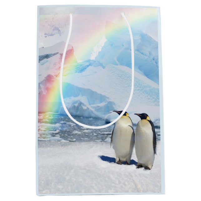Bolsa De Regalo Mediana Bolso medio del regalo del paraíso del pingüino (Anverso)
