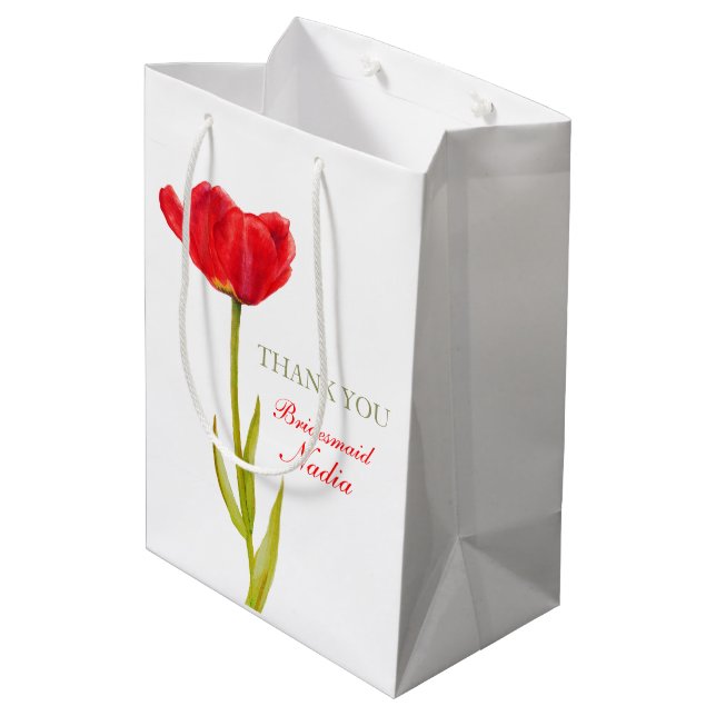 Bolsa De Regalo Mediana Bolso medio del regalo del tulipán del boda del (Angulo reverso)