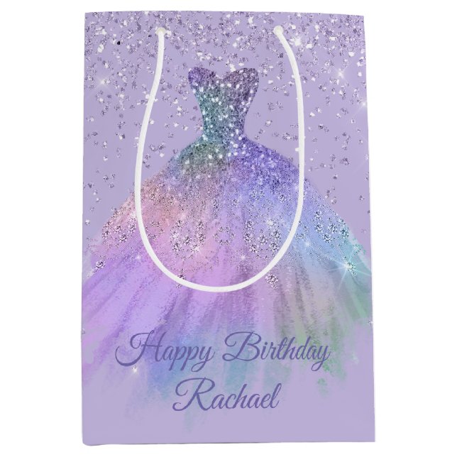 Bolsa De Regalo Mediana Bolso purpurinoso púrpura bonito del regalo del (Anverso)