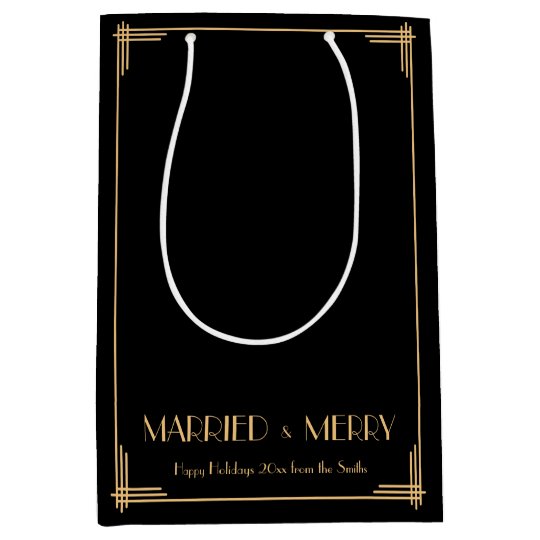 Bolsa De Regalo Mediana Bolsos del regalo de las Felices Navidad casadas y