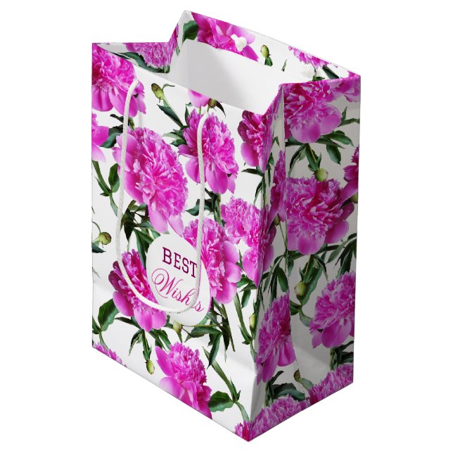 Bolsa De Regalo Mediana Bonitas Peonies. (Angulo Anverso)