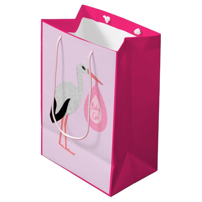 Bolsa De Regalo Mediana Bonito Bebé Rosa Stork (Angulo Anverso)