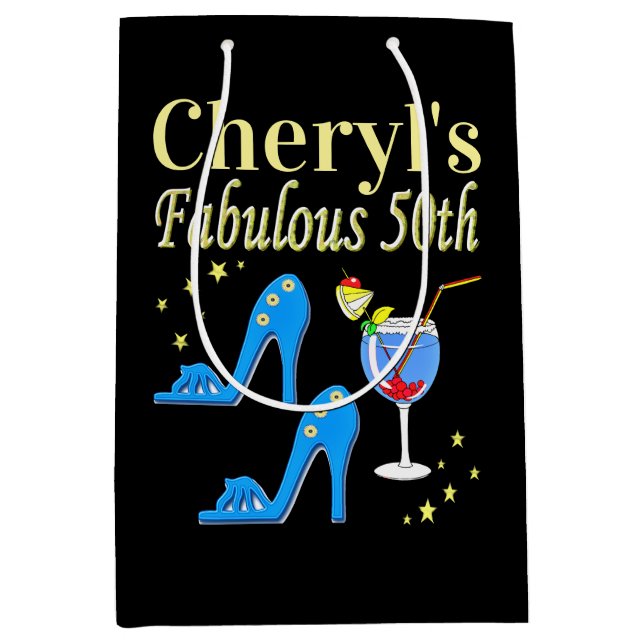 BOLSA DE REGALO MEDIANA BONITO DISEÑO AZUL 50 DE CUMPLEAÑOS (Anverso)