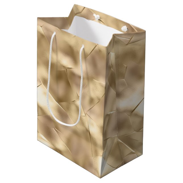 Bolsa De Regalo Mediana Bonito elegante Champagne Gold Glam (Angulo Anverso)