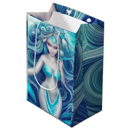 Bolsa De Regalo Mediana Bonito gráfico de la sirena de la concha azul