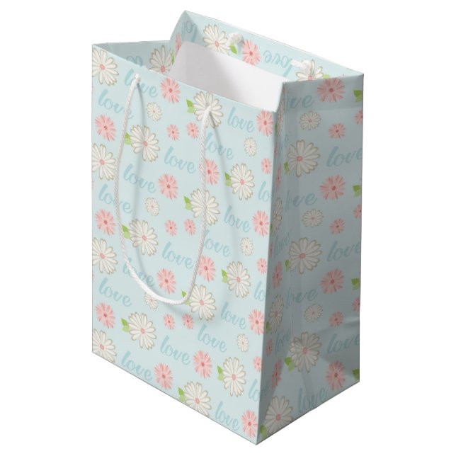 Bolsa De Regalo Mediana Bonito Pastel de amor y flores (Angulo Anverso)