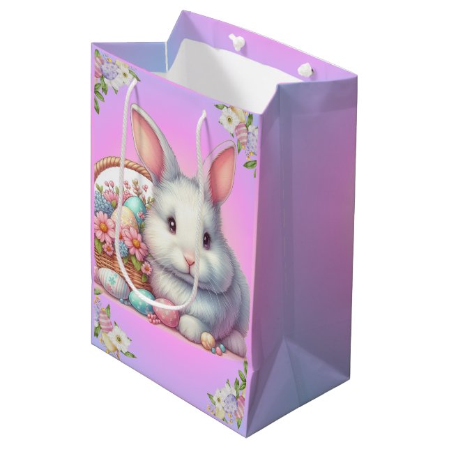 Bolsa De Regalo Mediana Bonito Pastel de conejo de Pascua (Angulo Anverso)