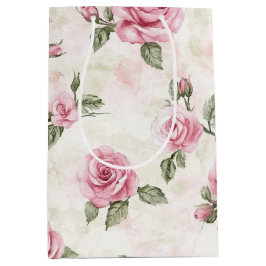Bolsa De Regalo Mediana Bonito Rosa Roses Floral Brillante