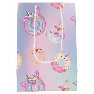 Bolsa De Regalo Mediana Bonos de arcoiris de colores pastel de Unicornios