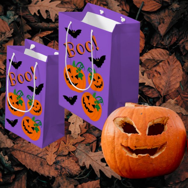 Bolsa De Regalo Mediana Boo Bats Calabazas Trick o Trek (Fun trick or treat bags!)