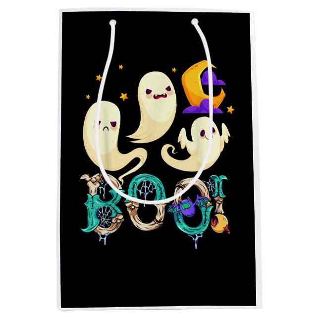 Bolsa De Regalo Mediana ¡Boo! Fantasma fantasma de Halloween (Anverso)