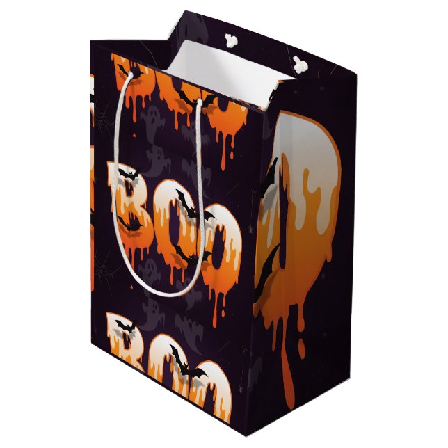 Bolsa De Regalo Mediana 🎃 BOO goteando las letras de Halloween con fantas (Angulo reverso)