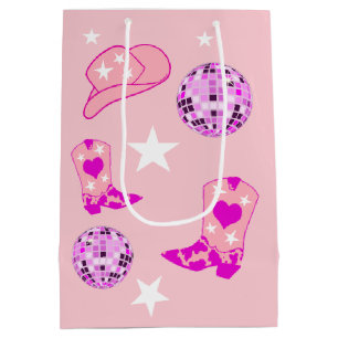 Bolsa De Regalo Mediana Boots Gorras de lechuga rosa morado moderno disco 