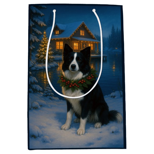 Bolsa De Regalo Mediana Border Collie Holiday  (Anverso)