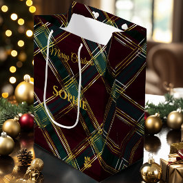 Bolsa De Regalo Mediana Borgoña, verde y amarillo cruz cruzado Personaliza