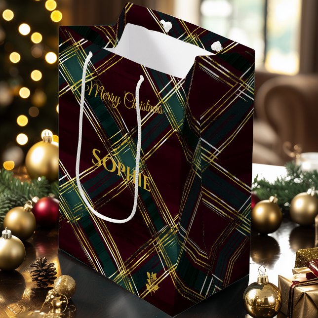 Bolsa De Regalo Mediana Borgoña, verde y amarillo cruz cruzado Personaliza (Subido por el creador)